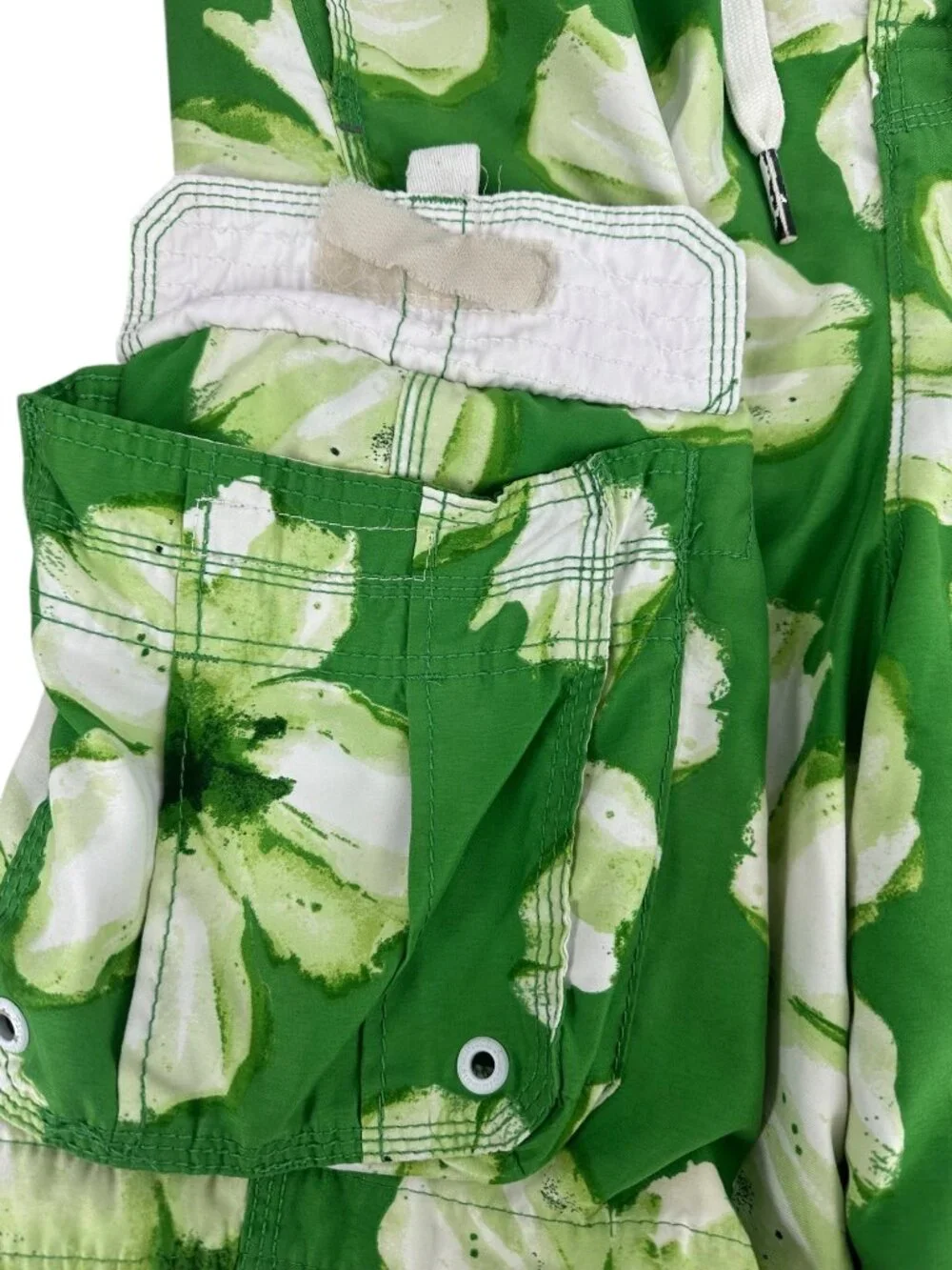 🌴 Abercrombie & Fitch Green Tropical Floral Cargo Swim Trunks L 🌴 - Picture 7 of 9